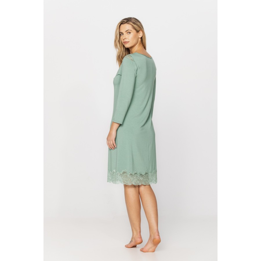 Camisón largo micromodal color verde vista frontal